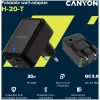 CANYON H-20Т, PD 20W/QC3.0 18W WALL Charger with 1-USB A+ 1-USB-C Inpu...